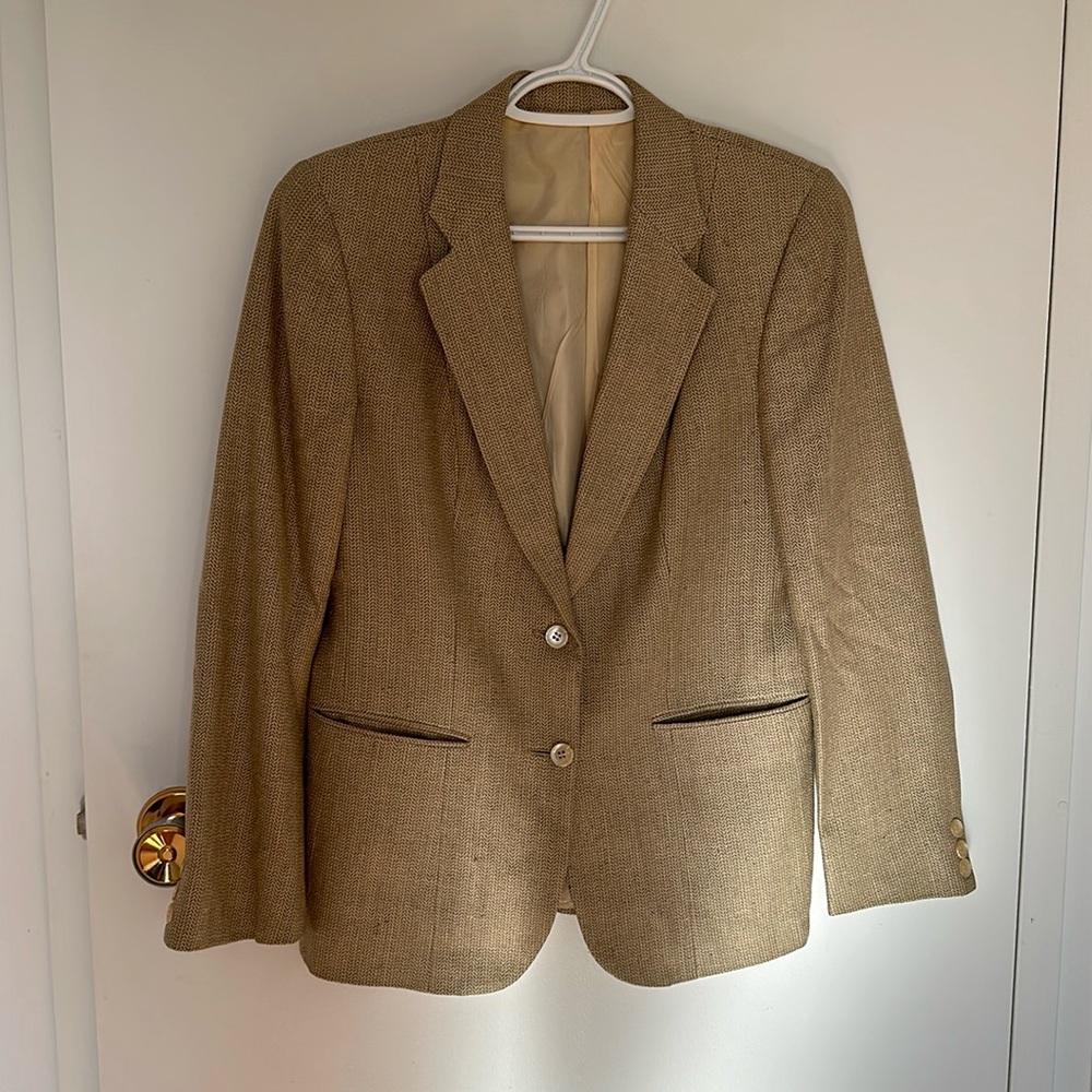 Vintage Pierre Balmain Pure Silk Herringbone Blazer